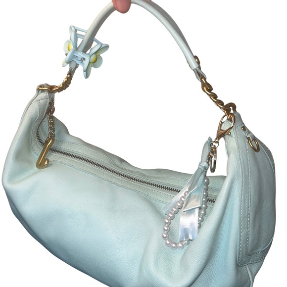 Juicy Couture Vintage Y2K Light Blue Leather Shoulder Bag GUC - Picture 3 of 12